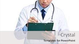  Presentation with medical clipboard - Beautiful presentation featuring medical doctor write on clipboard backdrop and a light gray colored foreground