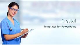  Presentation with prescription - Colorful slide deck enhanced with medical doctor writing prescription backdrop and a sky blue colored foreground