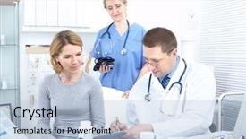  Presentation with medical - Amazing slides having medical doctors and a woman backdrop and a  colored foreground