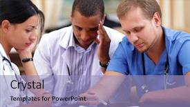  Presentation with hospital - Amazing slides having medical doctors brainstorming in hospital backdrop and a light blue colored foreground