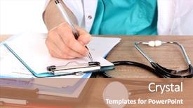  Presentation with prescription drugs - PPT theme consisting of documentation medical - doctor appoint prescription drugs background and a coral colored foreground