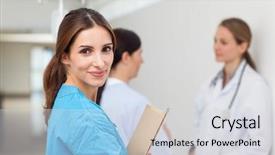  Presentation with files - Audience pleasing slide deck consisting of doctor and a patient backdrop and a sky blue colored foreground