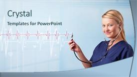  Presentation with heart pulse - PPT layouts enhanced with medical doktor listening to red background and a sky blue colored foreground