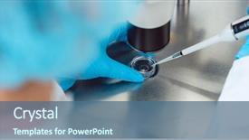  Presentation with pipette - PPT theme enhanced with medical drip - woman scientist working with pipette background and a ocean colored foreground