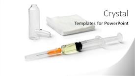  Presentation with drug - Beautiful PPT theme featuring medical-drug-ampule-and-syringe backdrop and a white colored foreground