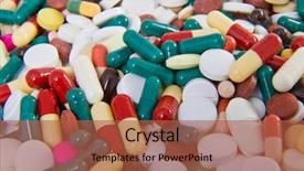  Presentation with medical pills - Slide deck featuring medical drugs - background made of colorful pills background and a red colored foreground