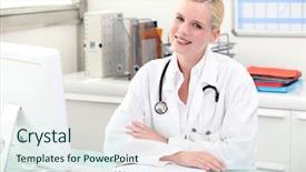  Presentation with new parents doctor - Theme with doctor sitting behind her desk background and a sky blue colored foreground