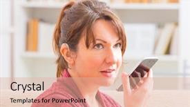  Presentation with sign language - Beautiful slides featuring medical ear hearing - smiling deaf woman talking using backdrop and a coral colored foreground