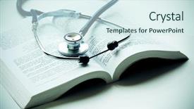  Presentation with medical book - PPT theme consisting of medical education - beautiful stethoscop on book background and a sky blue colored foreground