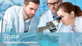  Presentation with medical education - Presentation featuring medical education - group of scientists working background and a teal colored foreground