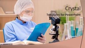  Presentation with tubes - Cool new presentation with medical education - lab chemist working with microscope backdrop and a lemonade colored foreground