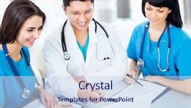  Presentation with multiracial team of young doctors stacking hands - Audience pleasing slide set consisting of medical education - portrait of a smart young backdrop and a sky blue colored foreground