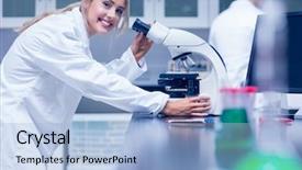  Presentation with medical student - Theme with medical education - science student working with microscope background and a light blue colored foreground