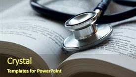  Presentation with medical books - Presentation theme consisting of medical education - stethoscope on a pile background and a tawny brown colored foreground