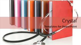  Presentation with medical books - Beautiful presentation theme featuring medical education - stethoscope with a stack backdrop and a red colored foreground