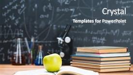  Presentation with green chemistry chemical formulas ecology - Audience pleasing presentation design consisting of medical education - tubes with chemical liquids stand backdrop and a ocean colored foreground