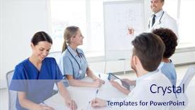  Presentation with interns - Amazing PPT theme having medical education health care medical backdrop and a lemonade colored foreground