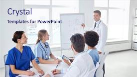  Presentation with interns - Audience pleasing theme consisting of medical education health care medical backdrop and a sky blue colored foreground