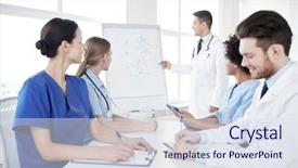  Presentation with medical education - PPT theme featuring medical education health care medical background and a sky blue colored foreground