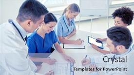  Presentation with interns - PPT layouts with medical education health care people background and a light blue colored foreground