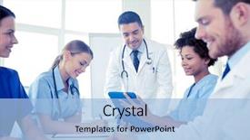  Presentation with interns - Cool new presentation theme with medical education health care people backdrop and a light blue colored foreground