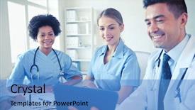  Presentation with health technology - Presentation consisting of medical education health care people background and a  colored foreground