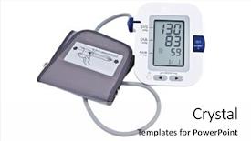  Presentation with blood pressure - Colorful PPT theme enhanced with medical elderly prognosis - blood pressure measurement device backdrop and a white colored foreground