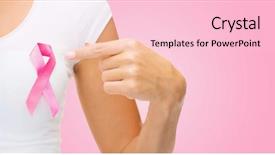  Presentation with breast cancer shirt - Beautiful slide deck featuring medical emblem - healthcare people charity and medicine backdrop and a  colored foreground