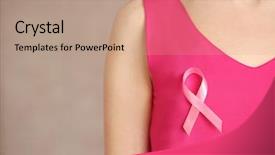 Presentation with pink ribbon - Slides with medical emblem - woman with pink ribbon cancer background and a  colored foreground