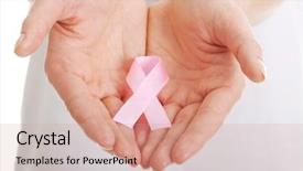  Presentation with pink ribbon hands - Colorful presentation enhanced with medical emblem - womans hands holding pink breast backdrop and a  colored foreground