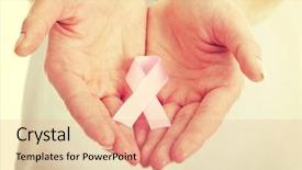  Presentation with pink ribbon hands - Cool new presentation design with medical emblem - womans hands holding pink breast backdrop and a coral colored foreground