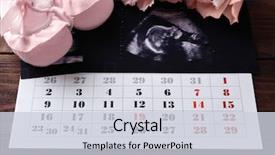  Presentation with baby ultrasound - PPT theme enhanced with medical embryo - calendar with ultrasound scan background and a lemonade colored foreground