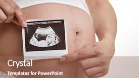  Presentation with medical embryo - Theme having medical embryo - close up of pregnant woman background and a coral colored foreground