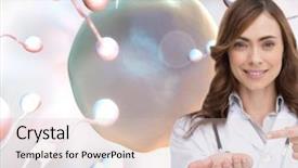  Presentation with medical embryo - Colorful presentation theme enhanced with medical embryo - composite image of smiling doctor backdrop and a soft green colored foreground