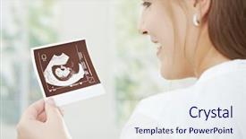  Presentation with medical embryo - Beautiful slide deck featuring medical embryo - portrait of happy young pregnant backdrop and a sky blue colored foreground