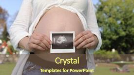  Presentation with medical embryo - Colorful theme enhanced with medical embryo - pregnancy couple holding ultrasonic image backdrop and a tawny brown colored foreground