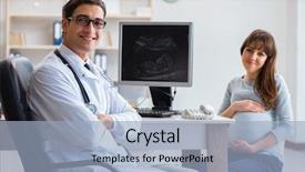  Presentation with pregnant woman doctor - Theme consisting of medical embryo - pregnant woman visiting doctor background and a light blue colored foreground