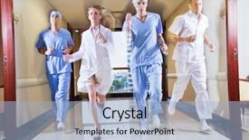  Presentation with nurse running - Beautiful slide deck featuring medical emergency - doctor and nurse running backdrop and a light blue colored foreground