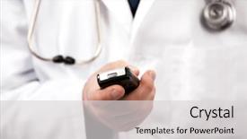  Presentation with emergency medical - Colorful slide deck enhanced with medical emergency - male doctor with mobile phone backdrop and a light gray colored foreground