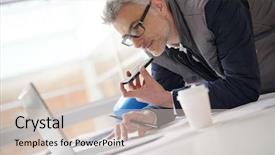  Presentation with architect - Amazing presentation theme having medical engineering - architect in office talking backdrop and a lemonade colored foreground