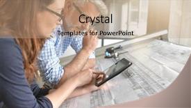  Presentation with working together - Cool new slide deck with medical engineering - industrial designers working together backdrop and a coral colored foreground