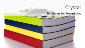  Presentation with medical books - Amazing PPT layouts having medical equipment and a stack of books isolated on white selective focus backdrop and a white colored foreground