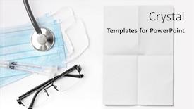  Presentation with medical equipment - Colorful presentation enhanced with medical-equipment-and-blank-paper backdrop and a white colored foreground