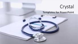  Presentation with medical equipment - Beautiful PPT theme featuring medical equipment blue stethoscope backdrop and a lemonade colored foreground