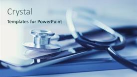  Presentation with medical equipment - Amazing slide deck having medical-equipment-blue-stethoscope backdrop and a sky blue colored foreground