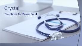  Presentation with medical equipment - Slide deck having medical-equipment-blue-stethoscope background and a sky blue colored foreground