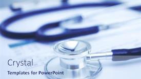  Presentation with medical equipment - Colorful PPT theme enhanced with medical-equipment-blue-stethoscope backdrop and a sky blue colored foreground