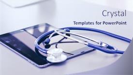  Presentation with medical equipment - Amazing slide deck having medical-equipment-blue-stethoscope backdrop and a sky blue colored foreground