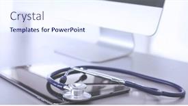  Presentation with medical equipment - Presentation having medical-equipment-blue-stethoscope background and a sky blue colored foreground