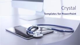  Presentation with medical equipment - Amazing presentation design having medical-equipment-blue-stethoscope backdrop and a sky blue colored foreground